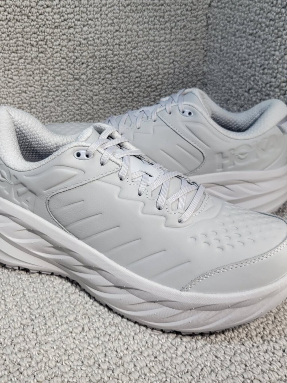 Hoka One Bondi SR Women's Size 6 Harbor Mist Lunar Rock Leather Shoes